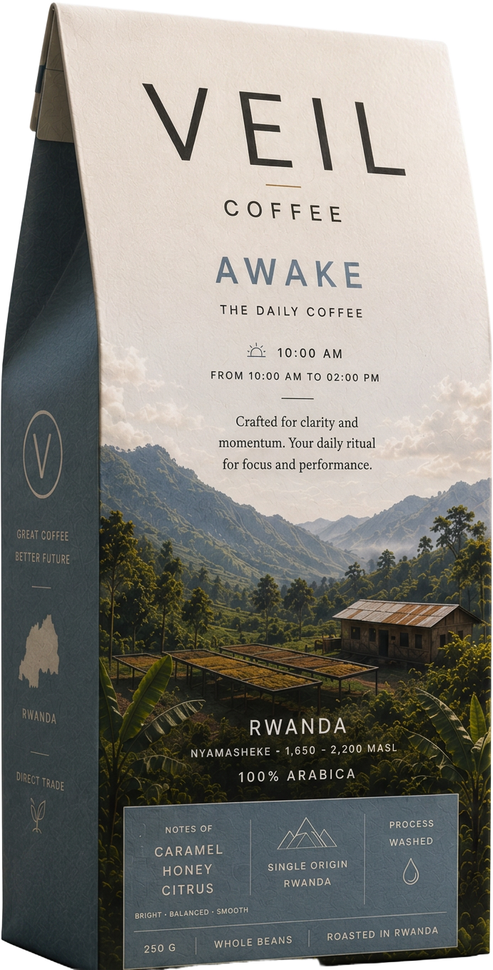 VEIL COFFEE Awake 250 g, Single Origin Rwanda, Red Bourbon, washed