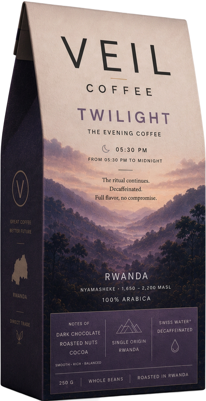 VEIL COFFEE Twilight 250 g, Decaf, Swiss Water Process, Ruanda